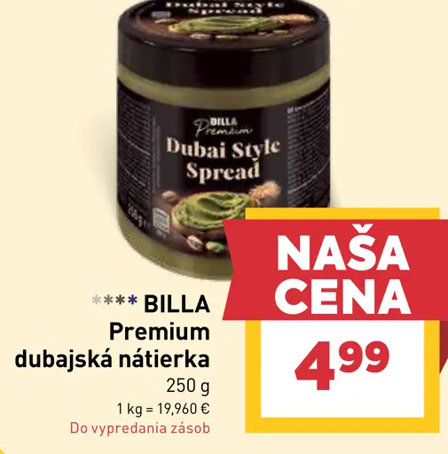 Billa Premium dubajská nátierka