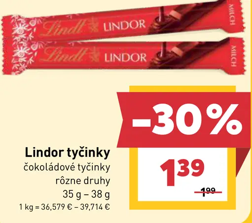 Lindor čokoládové tyčinky