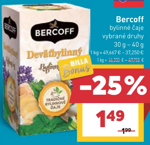 Bercoff bylinné čaje vybrané druhy