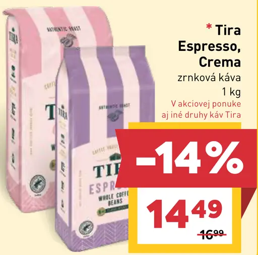 Tira Espresso, Crema mletá káva