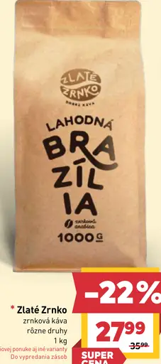 Zlaté Zrnko pražená zrnková káva