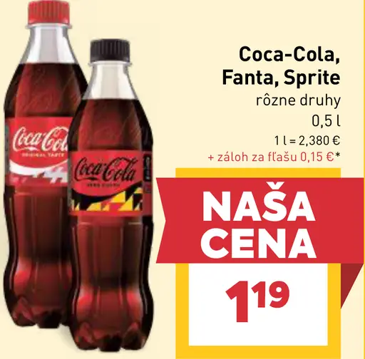 Coca-Cola, Fanta alebo Sprite sýtený nápoj