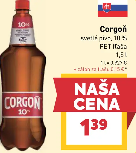 Corgoň svetlé pivo 10 % PET fľaša