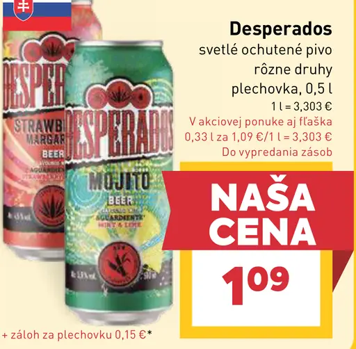 Desperados ochutené svetlé pivo plechovka rôzne druhy