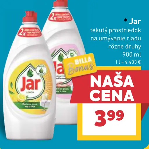 Jar tekutý prostriedok na umývanie riadu vybrané druhy