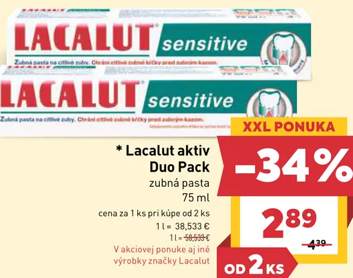 Lacalut Aktiv Duo Pack medicinálna zubná pasta 2 x