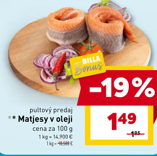 Matjesy v oleji pultový predaj