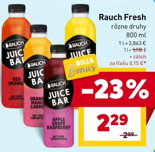 Rauch Fresh džús rôzne druhy