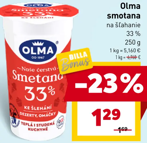 Olma Smotana na šľahanie 33 %