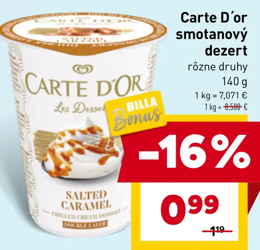 Carte D’Or smotanový dezert rôzne druhy