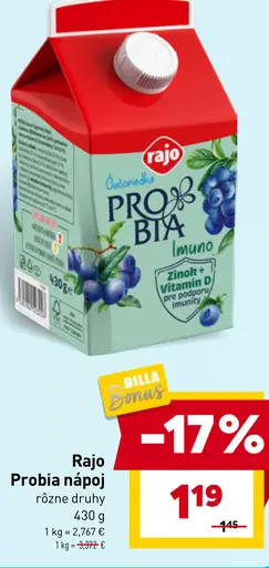Rajo Probia nápoj rôzne druhy
