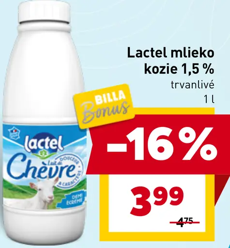 Lactel mlieko kozie 1,5 % trvanlivé