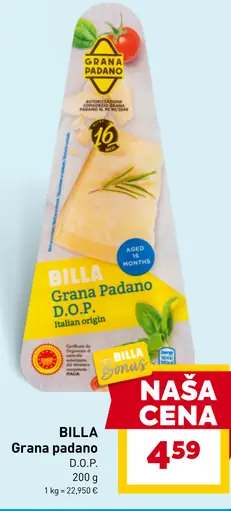 BILLA Grana Padano D.O.P. italian origin