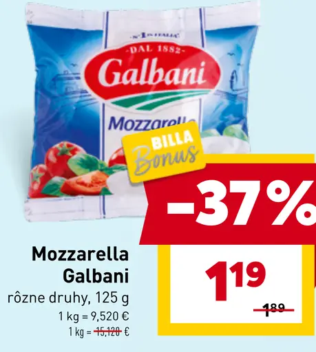 Mozzarella Galbani rôzne druhy
