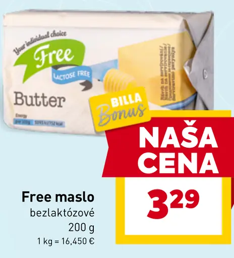 Free maslo bezlaktózové