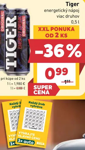 Tiger energetický nápoj rôzne druhy plechovka