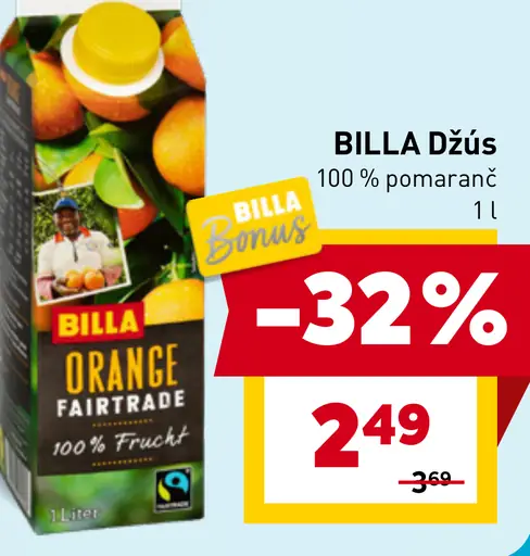 BILLA džús 100 % pomaranč