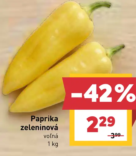 Paprika zeleninová žltá voľná