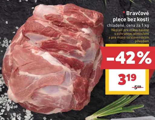 Bravčové plece bez kosti chladené