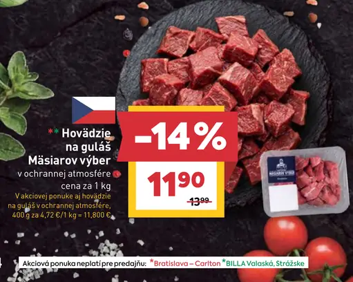 Hovädzia guľáš Mäsiarov výber v ochrannej atmosfére