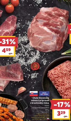 Chute Slovenska mäsový prípravok z bravčového mäsa mletý v ochrannej atmosfére