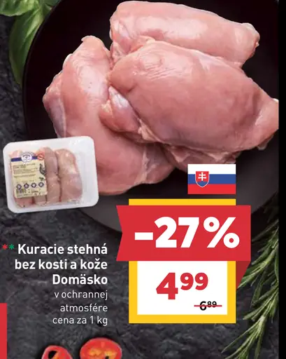Domáško kuracie stehná bez kosti a kože v ochrannej atmosfére