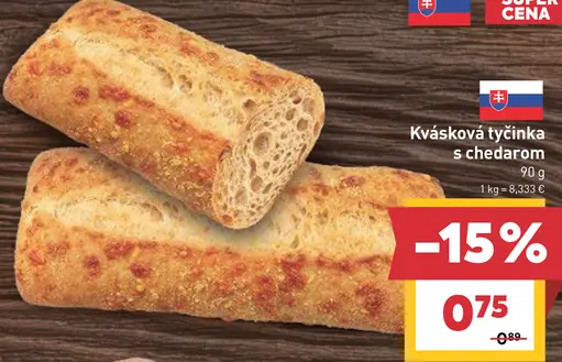 Kvásková tyčinka s chedarom