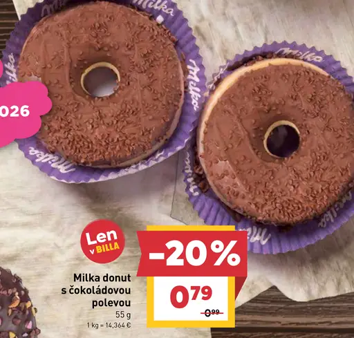 Donut s čokoládovou polevou Milka