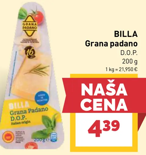 BILLA Grana Padano D.O.P. syr