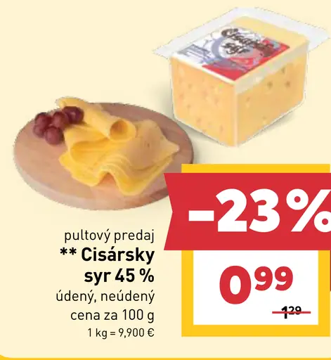 Cisársky salámový syr údený, neúdený