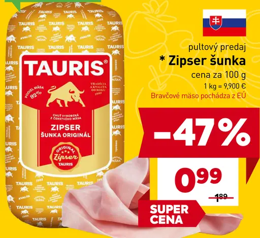 Tauris Zipser šunka originál