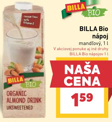 BILLA Bio nápoj mandľový