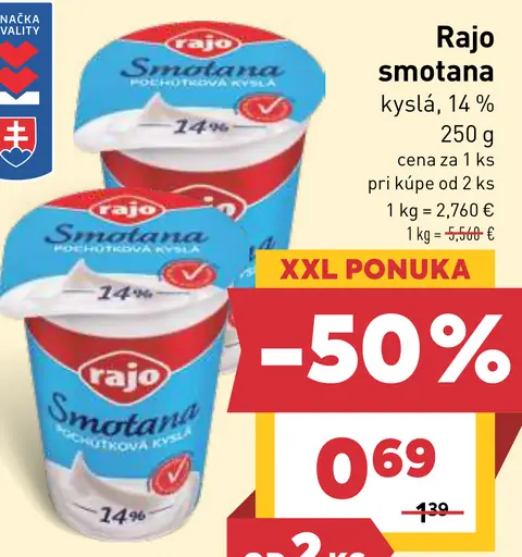 Rajo smotana kyslá 14%