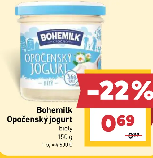 Bohemilk Opočenský jogurt biely