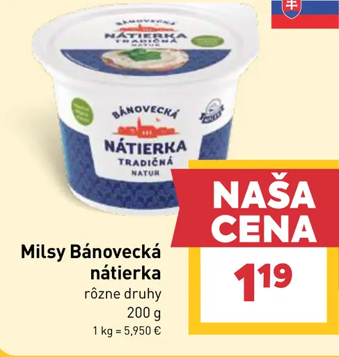 Milsy Bánovecká nátierka rôzne druhy