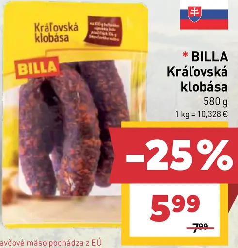BILLA Kráľovská klobása