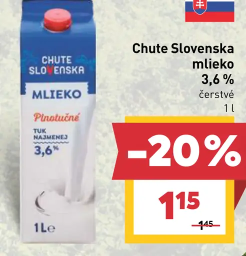Chute Slovenska mlieko 3,6 % čerstvé