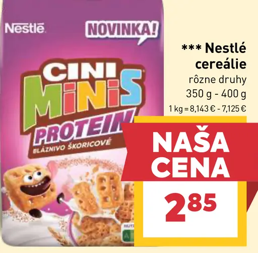 Nestlé proteinové cereálie Cini Minis Protein