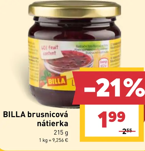 BILLA brusnicová nátierka