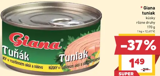 Giana tuniak kúsky v rastlinnom oleji a náleve