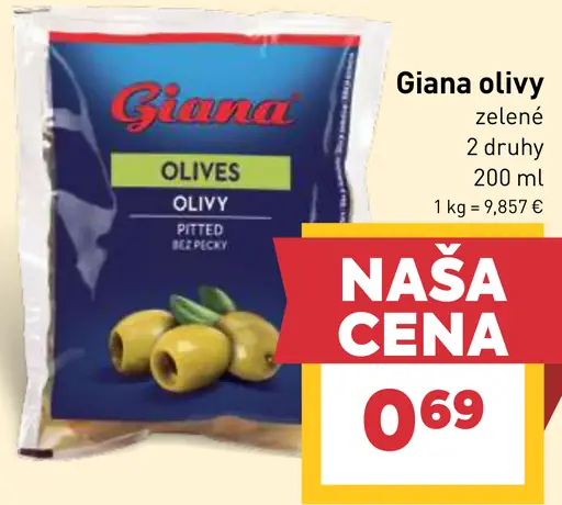 Giana olivy zelené bez kôstok
