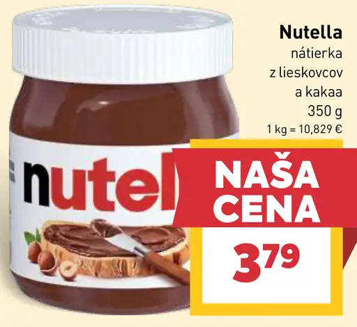 Nutella Nátierka z lieskovcov a kakaa