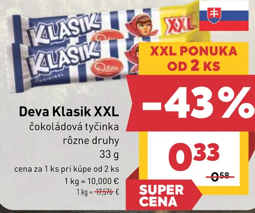 Deva Klasik XXL čokoládové tyčinka