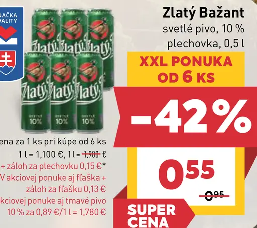 Zlatý Bažant '73 pivo svetlý ležiak plechovka