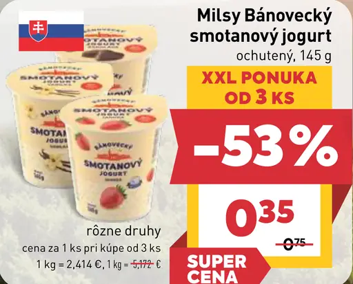 Milsy Bánovecký smotanový jogurt marhuľa