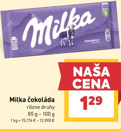 Milka čokoláda tabuľková