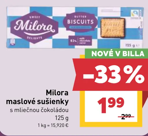 Milora maslové sušienky s mliečnou čokoládou