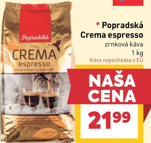 Popradská Crema Espresso zrnková káva