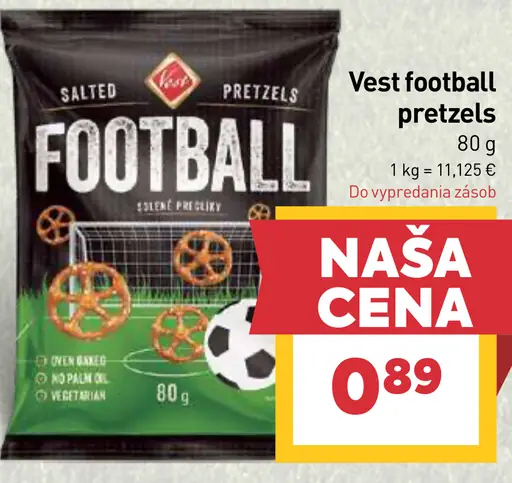 Vest football pretzels slané praclíky