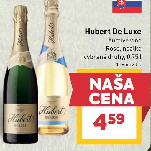 Hubert De Luxe šumivé víno Rosé, nealko vybrané druhy